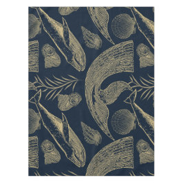 Toalha De Mesa Azul de Baleia Náutica Vintage