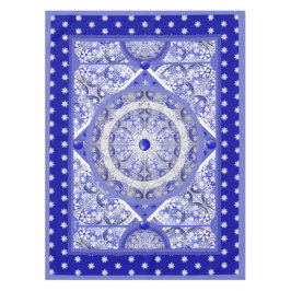 Toalha De Mesa Azul de rendas cerâmicas de Grécia e floco de neve