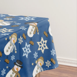 Toalha De Mesa Azul do floco de neve do boneco de neve do feriado