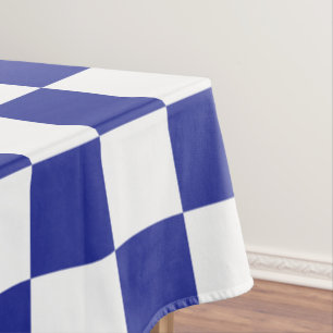 Toalha De Mesa Azul e branco verificados