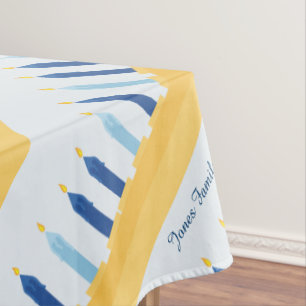 Toalha De Mesa Azul e ouro de Hanukkah Menorah