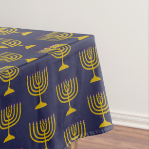 Toalha De Mesa Azul escuro elegante   Chanukah Hanukkiyah   CANDE
