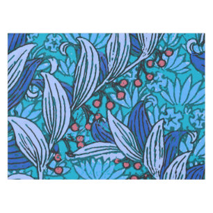 Toalha De Mesa Azul Floral Antiquado Boho Moderno