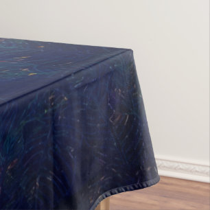 Toalha De Mesa Azul Noite Tropical Selva Deixa Lua Metálico