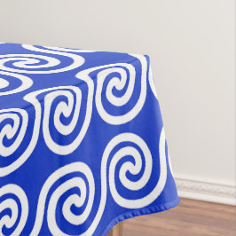 Toalha De Mesa Azul Padrão de Ondas Chave Meander Grego