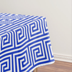 Toalha De Mesa Azul-padrão dos quadrados-chave gregos