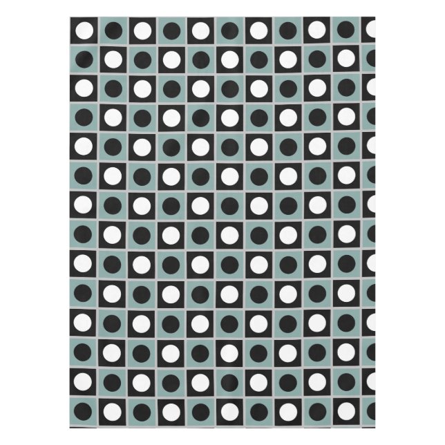 Toalha de Mesa Azul Preto e Branco Abstrato Modern (Frente)