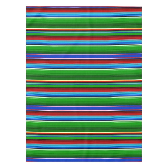 Toalha De Mesa Azul Vermelho Verde Sarape Mexicano (Frente)