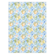 Azulejo Azul Mediterrâneo Limão Amarelo Aquarela