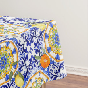 Toalha De Mesa Azulejos azuis, Siciliana, majolica, arte mosaica,