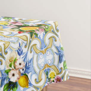Toalha De Mesa Azulejos do Mediterrâneo, majolica, estilo Sicilia