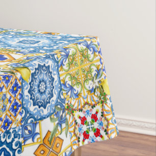 Toalha De Mesa Azulejos mediterrânicos, majolica, estilo Sicilian