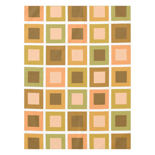 Toalha De Mesa Azulejos Retro da década de 1950 - Padrão - Laranj (Frente)