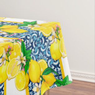Toalha De Mesa Azulejos Sicilianos do Mediterrâneo, limões de cit