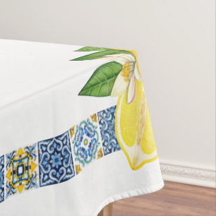 Toalha De Mesa Azulejos Sicilianos do Mediterrâneo, limões de cit