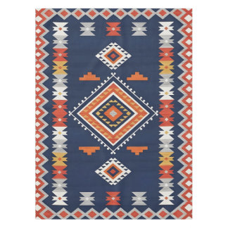 Toalha De Mesa Azure Navy and Terracotta Geometric Tribal