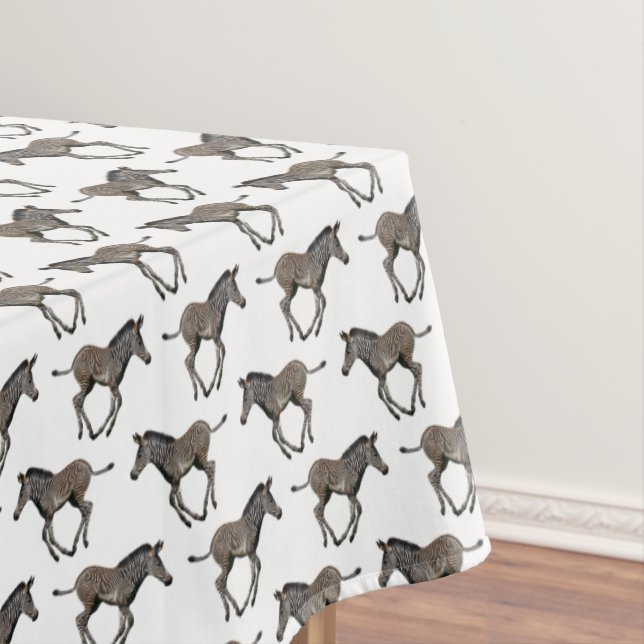Toalha de mesa Baby Zebra Frenzy (Branca) (Posição Original)