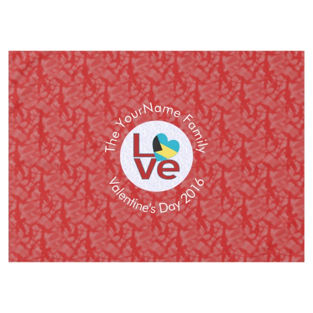Toalha De Mesa Bahaman Flag Heart Red LOVE (Frente (Horizontal))