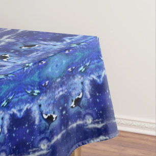 Toalha De Mesa Baleias Assassinas na Lua Cheia - Desenho de Arte