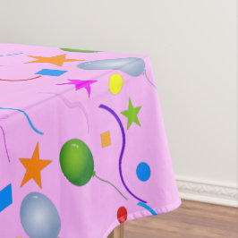 Toalha De Mesa Balões e Estrelas Divertidos e Coloridos em ROSA