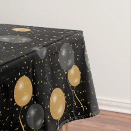 Toalha De Mesa Balões Negros e Dourados Elegantes