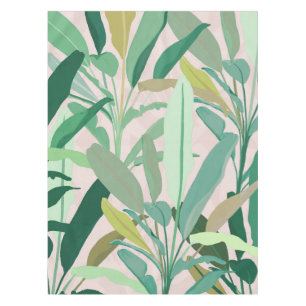 Toalha De Mesa Banana verde tropical deixa padrão rosa