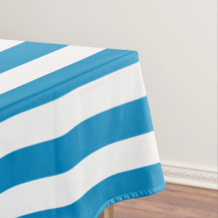 Toalha De Mesa Bandas de Cadeira Azul e Branca