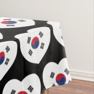 Toalha De Mesa Bandeira da Coreia do Sul Coração