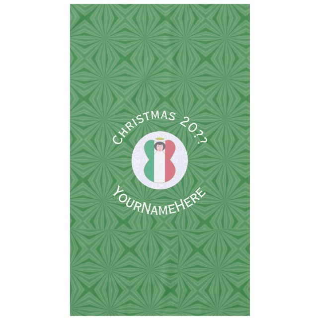 Toalha De Mesa Bandeira de Natal do Anjo Italiano Personalizada (Frente)