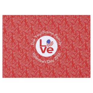 Toalha De Mesa Bandeira do Coração do AMOR Vermelho dos EUA Perso