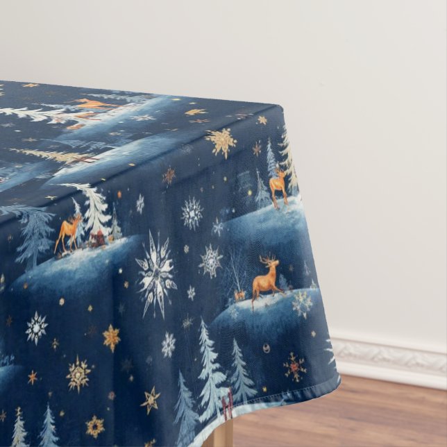 Toalha De Mesa Banheiro de Natal, veado de árvores e flocos de ne (Posição Original)
