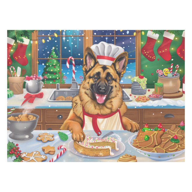 Toalha De Mesa Banho de Férias do german shepherd: Natal Festivo (Frente (Horizontal))