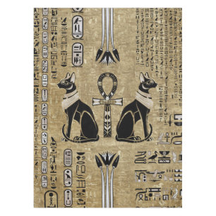 Toalha De Mesa Bastet - Gatos Egípcios E Cruz Anca