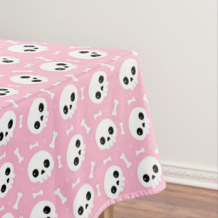 Toalha De Mesa Bebê Fofo Caveira e Ossos Rosa Padrão de Halloween