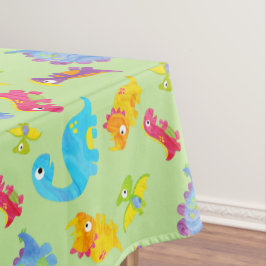 Toalha De Mesa Bebê Verde e Pastel Verde Dinossauro Bonito Aniver
