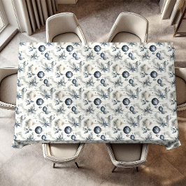 Toalha De Mesa Beige Azul sofisticado e Natal Dourado