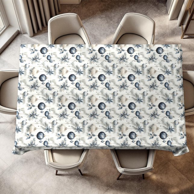 Toalha De Mesa Beige Azul sofisticado e Natal Dourado (Criador carregado)