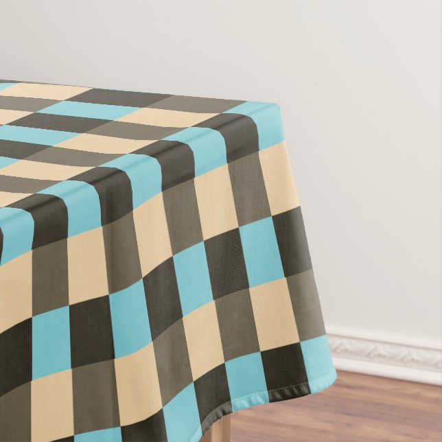 Toalha De Mesa Beige Creme de Beige Azul Claro Castanho (Posição Original)