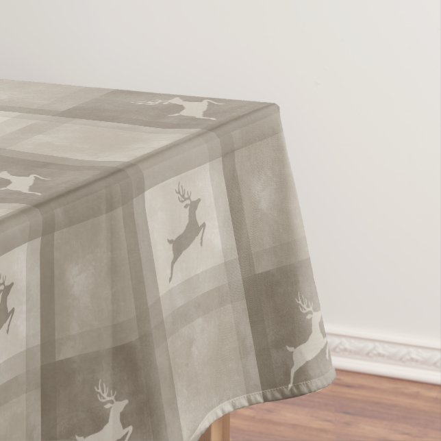 Toalha De Mesa Beige Deer Plaid Watercolor Texture Christmas (Posição Original)