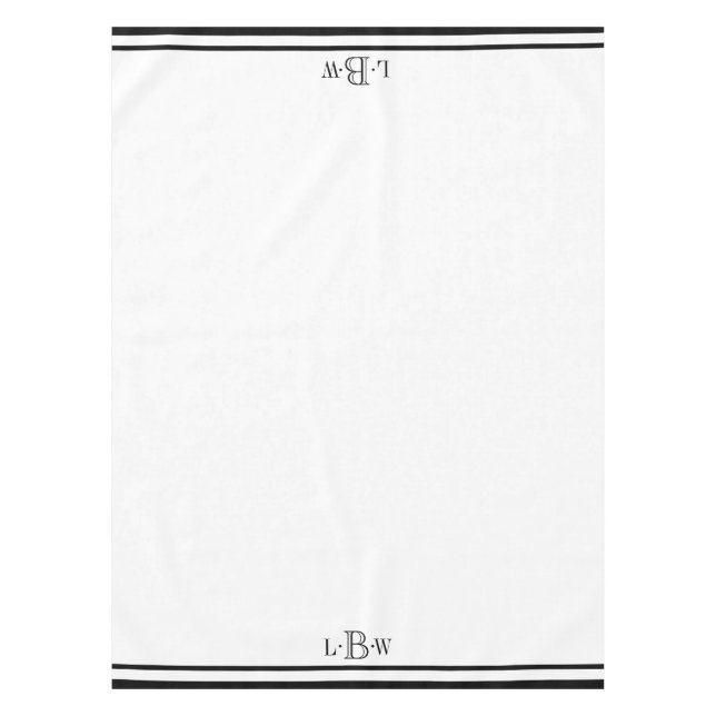 Toalha De Mesa Beira preta clássica Monogrammed (Frente)