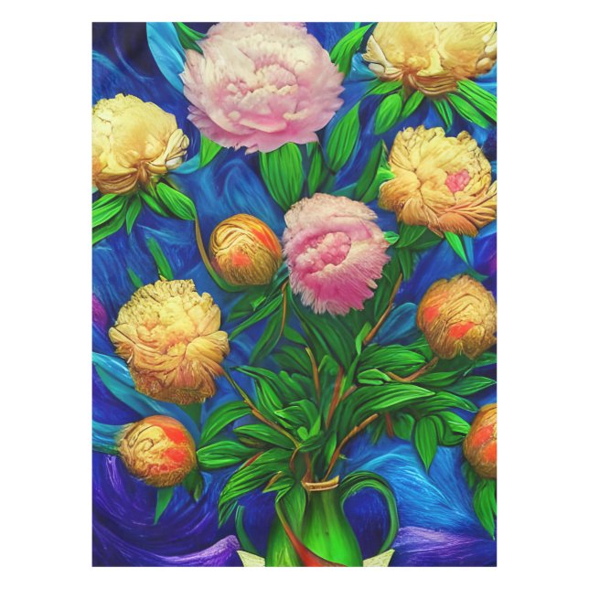 Toalha De Mesa Bela Coleção de Peônias (Frente)