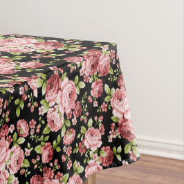 Toalha De Mesa Belo Padrão Floral Rosas com Folhagem Verde