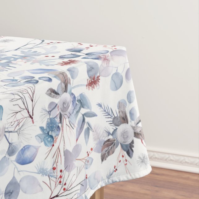 Toalha De Mesa Belo Pastel Blue Wnter Floral (Posição Original)