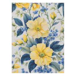 Toalha De Mesa Belos Flores Amarelo e Azul