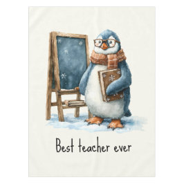 Toalha De Mesa Best Teacher Ever Winter Penguin Design