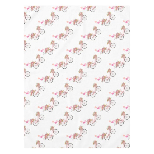 Toalha De Mesa Bicicleta Rosa Whimsical (Frente)