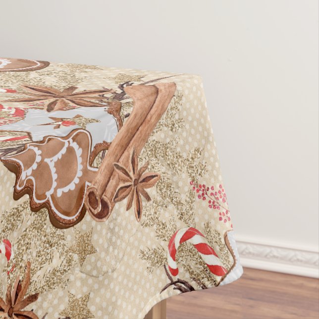 Toalha De Mesa Biscoitos de Gengibre com Aquarela Natal (Posição Original)
