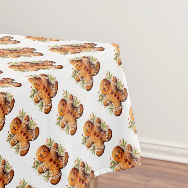Toalha De Mesa Biscoitos de pão-de-gengibre com Holly de Natal (Posição Original)