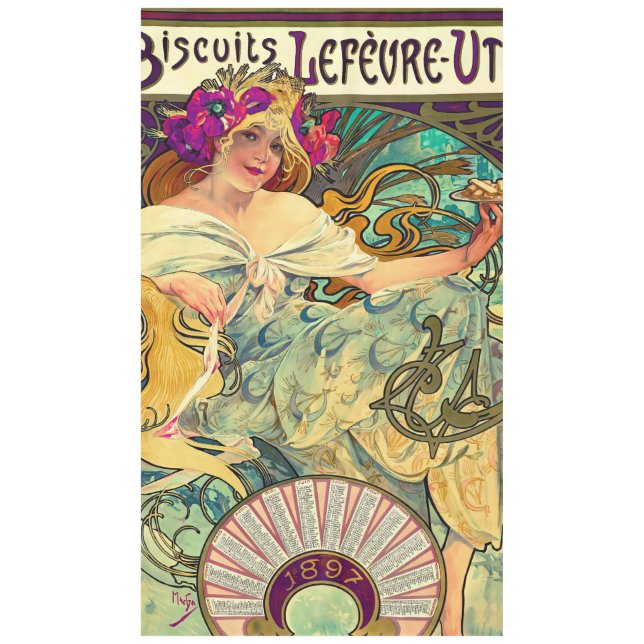 Toalha De Mesa Biscoitos Lefevre-Utile por Alphonse Mucha (1896) (Frente)