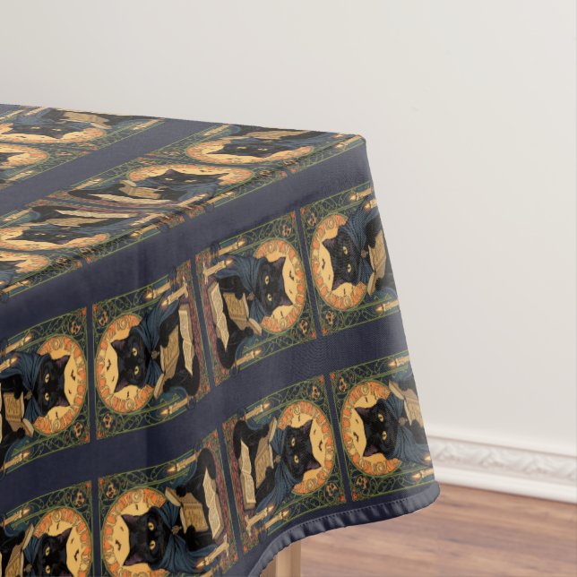 Toalha De Mesa Black Cat Reading A Book Of Solstice Spells (Posição Original)